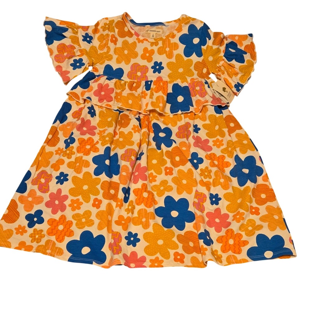 NWT  Tucker + Tate Kids Girls Dress Size 8‎ Floral Ruffle Sleeve Colorful